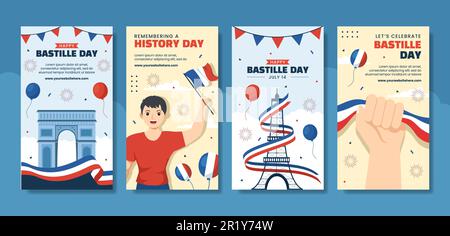 Happy Comores Independence Day social Media Stories Illustration Cartoon modèles dessinés à la main contexte Illustration de Vecteur