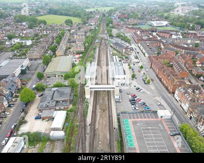 Une photo aérienne des rues de la ville de Canterbury dans le Kent Banque D'Images