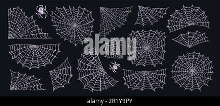 Ensemble toile et araignée. Concept Halloween décoration design. Illustration des éléments de la collection Cobweb Illustration de Vecteur