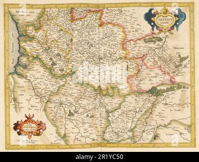 Atlas, carte de 1623, Artesia, Belgique, Allemagne, Reproduction numériquement restaurée à partir d'une gravure de Gerhard Mercator, né sous le nom de Gheert Cremer, 5 mars 1512 - 2 décembre 1594, géographe et cartographe / Landkarte aus dem Jahre 1623, Artesia, Belchien, restaurierte numérique Reproduktion von einem Kupferstich von Gerhard Mercator, geboren als Gheert Cremer, 5. März 1512 - 2. Dezember 1594, Geograph und Kartograf Banque D'Images