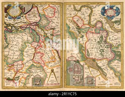 Atlas, carte de 1623, Rhénanie, Allemagne et Brabant, Belgique, Reproduction numériquement restaurée à partir d'une gravure de Gerhard Mercator, né sous le nom de Gheert Cremer, 5 mars 1512 - 2 décembre 1594, géographe et cartographe / Landkarte aus dem Jahre 1623, Rheinland, Deutschland und Brabant, Belgien, restaurierte numérique Reproduktion von einem Kupferstich von Gerhard Mercator, geboren als Gheert Cremer, 5. März 1512 - 2. Dezember 1594, Geograph und Kartograf Banque D'Images