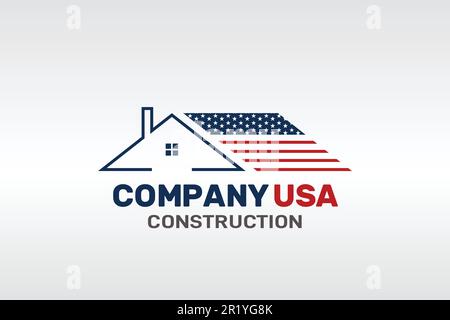 Modèle de logo unique Real Estate USA Illustration de Vecteur