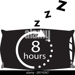 icône 8 heures de sommeil. panneau d'heure de sommeil. symbole temps de coucher. style plat. Banque D'Images