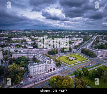 Nowa Huta Cracovie, Pologne, Europe, panorama aérien Banque D'Images