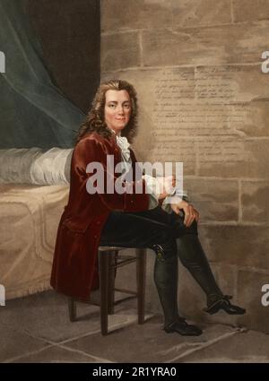 Voltaire, François-Marie Arouet (21 novembre 1694-30 mai 1778), dans la Bastille, compose la Henriade, un poème épique de 1723, une reproduction historique, numériquement restaurée d'un original historique / Voltaire, François-Marie Arouet (21 novembre 1694-30. Mai 1778), in der Bastille, komponiert die Henriade, ein episches Gedicht von 1723, Historisch, digital restaurierte Reproduktion einer historischen Vorlage Banque D'Images