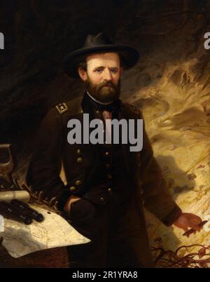 Ulysses S. Grant (27 avril 1822-23 juillet 1885) était un général et un politicien américain. Il a été commandant en chef de l'armée américaine dans la guerre de Sécession et le président de 18th des États-Unis d'Amérique de 1869 à 1877, peinture par Ole Peter Hansen Balling, historique, restauré numériquement reproduction d'un original historique / Ulysses S. Grant (27. Avril 1822-23. Juli 1885) guerre dans US-amerikanischer General und Politiker. Er war Oberbefehlshaber des US-Heeres im Sezessionskrieg und von 1869 bis 1877 der 18. Päsident der Vereinigten Staaten von Amerika,, Gemälde von Ole Peter Hansen Balling, Banque D'Images