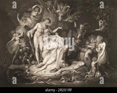 Shakspeare, rêve de la nuit d'été, ACT IV, scène I., Historique, Reproduction numériquement restaurée d'un original de la période / Shakspeare, Mittsommernachtstraum, Akt IV, Szene I., Historisch, Digital restaurierte Reproduktion einer Vorlage aus der damaligen Zeit Banque D'Images