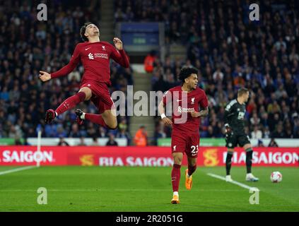 Photo du dossier datée du 15-05-2023 de Curtis Jones de Liverpool (à gauche), qui a insisté sur le fait qu'il n'avait jamais perdu la foi qu'il gagnerait une renaissance de Liverpool après avoir traversé une « période difficile » pour s'établir comme un membre régulier de la première équipe. Date de publication : mardi 16 mai 2023. Banque D'Images