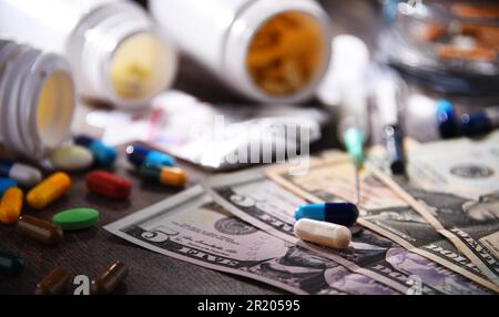 Substances addictives, y compris les cigarettes et les drogues Banque D'Images
