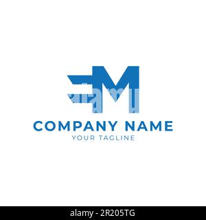 Lettre initiale EM business logo design. Les lettres e et m se combinent avec e dans le logo de conception de style espace négatif Illustration de Vecteur