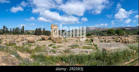 Temple de Dioscuri, Tempio di Dioscuri, Valle dei Templi, Vallée des temples, Agrigente, Sicile, Italie Banque D'Images