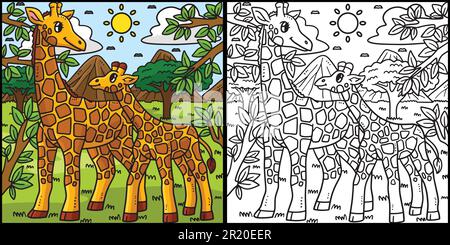 Illustration de la girafe mère et de la girafe bébé Illustration de Vecteur