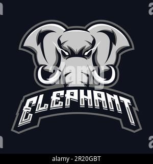 Motif éléphant mascotte. Illustration du logo pour mascotte ou symbole et identité, emblème sportif ou équipe de jeux e-sports. Illustration de Vecteur