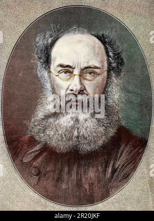 Portrait d'Anthony Trollope (1815-1882), romancier anglais, gravure - Portrait de l'ecrivain britannique Anthony Trollope Banque D'Images