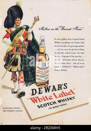 Dewar's White Label Whisky Publicité c1950s. Photo par Hector Archive Banque D'Images