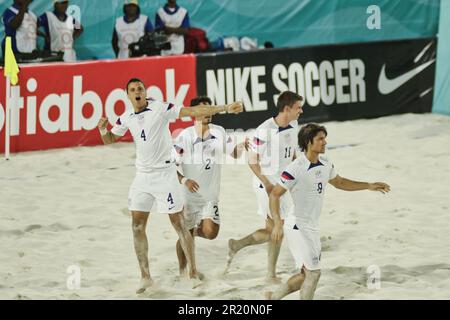 États-Unis vs Mexique Beach Soccer Championship à Nassau aux Bahamas Banque D'Images