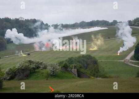 Hammelburg, Allemagne. 16th mai 2023. Des chars lanceront des grenades pendant un exercice militaire à l'école d'infanterie de Hammelburg de l'armée allemande. Credit: Daniel Löb/dpa/Alay Live News Banque D'Images