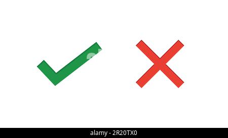 Symboles de droite et de mauvaise couleur sur blanc Illustration de Vecteur