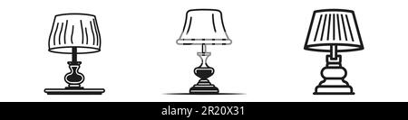 Ensemble de lampes de bureau silhouette isolé sur fond blanc. Illustration de Vecteur