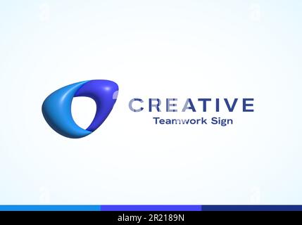 Modèle de logo Vector Vector Vector Vector Vector Vector Vector à boucle vectorielle 3D gonflée. Creative Teamwork géométrie moderne Swirl signe isolé Illustration de Vecteur