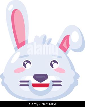 Lapin emoji rire avec les dents et mignon yeux vecteur. Lapin animal de la forêt riant et de profiter de drôle de blague. Un sourire comique qui sourit l'émotion positive. Joie Illustration de Vecteur