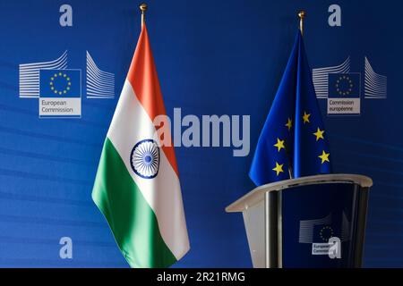 Bruxelles, Belgique. 16th mai 2023. L'UE et l'Inde signalent le siège de l'UE à Bruxelles, en Belgique, à propos de 16 mai 2023. Crédit: ALEXANDROS MICHAILIDIS/Alamy Live News Banque D'Images