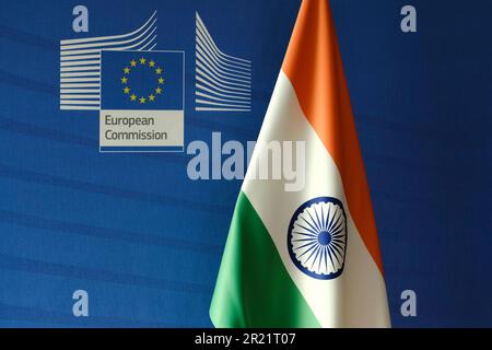 Bruxelles, Belgique. 16th mai 2023. L'UE et l'Inde signalent le siège de l'UE à Bruxelles, en Belgique, à propos de 16 mai 2023. Crédit: ALEXANDROS MICHAILIDIS/Alamy Live News Banque D'Images