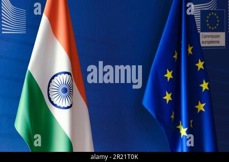 Bruxelles, Belgique. 16th mai 2023. L'UE et l'Inde signalent le siège de l'UE à Bruxelles, en Belgique, à propos de 16 mai 2023. Crédit: ALEXANDROS MICHAILIDIS/Alamy Live News Banque D'Images
