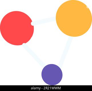 Réseau structurel de la molécule trois électrons environnants dans la grille. Étude des éléments chimiques de la structure à micro-niveau. Simple icône de vecteur plat coloré Illustration de Vecteur