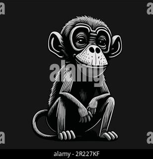 motif monkey vector art noir et blanc Illustration de Vecteur