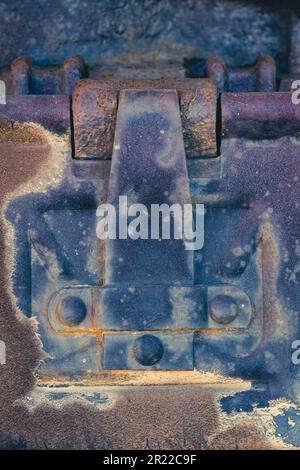 Pièces de suspension de l'ancienne voiture de chemin de fer en vue macro Banque D'Images