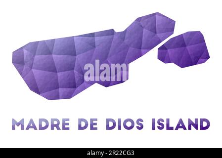 Carte de l'île de Madre de Dios. Illustration poly basse de l'îlot. Motif géométrique violet. Illustration de vecteur polygonal. Illustration de Vecteur