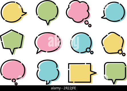 Ensemble de bulles de parole colorées de différentes couleurs et formes, illustration vectorielle. Illustration de Vecteur