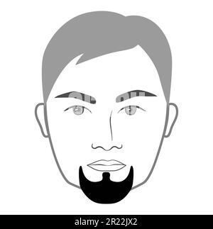 Bouc style barbe hommes en visage illustration cheveux faciaux sans moustache. Ensemble de collection à plat de modèle de mode pour hommes, gris vectoriel, noir, portrait. Style de coiffure isolé sur fond blanc. Illustration de Vecteur