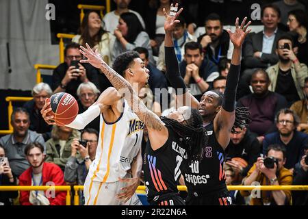 Levallois-Perret, France, France. 16th mai 2023. Victor WEMBANYAMA des Metropolitans 92 lors du match Betclic Elite entre Metropolitans 92 (Boulogne-Levallois) et Paris Basketball au Palais des Sports Marcel Cerdan sur 16 mai 2023 à Levallois-Perret, France. (Credit image: © Matthieu Mirville/ZUMA Press Wire) USAGE ÉDITORIAL SEULEMENT! Non destiné À un usage commercial ! Banque D'Images