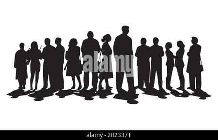 Silhouettes de personnes dans un groupe. Illustration vectorielle noire. Illustration de Vecteur