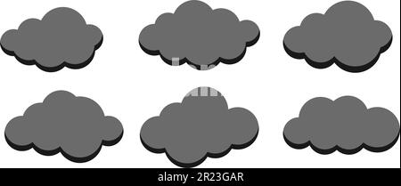 Ensemble d'icônes vectorielles nuages gris fumée isolées sur fond blanc. Illustration de Vecteur