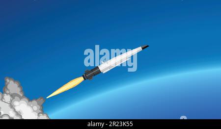 Missile hypersonique dans l'illustration du ciel bleu Illustration de Vecteur