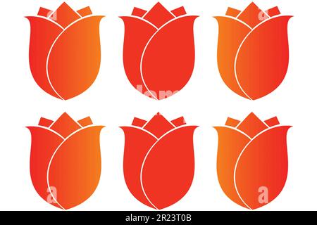 Ensemble de roses orange et rouge isolées sur un fond blanc. Illustration vectorielle. Illustration de Vecteur