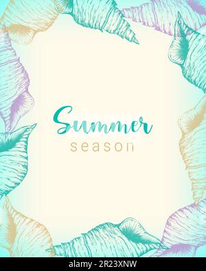 Carte de bannière verticale de saison d'été avec mouillage dessiné à la main. Illustration vectorielle Illustration de Vecteur