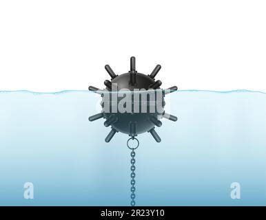 illustration du vecteur de la mine militaire du navire de haute mer naval anti-marine isolée sur fond blanc Illustration de Vecteur