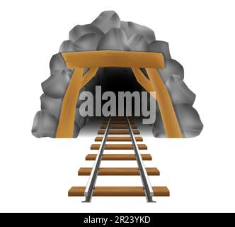 ancienne entrée en pierre d'une illustration de vecteur de mine d'or ou de charbon isolée sur fond blanc Illustration de Vecteur