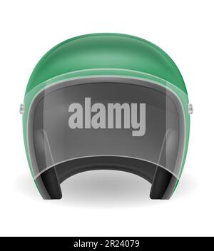 ancien casque de motocycliste pour conduire une illustration vectorielle de moto isolée sur fond blanc Banque D'Images