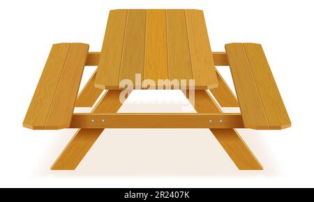 bancs avec table de pique-nique dans le jardin ou parc illustration vectorielle isolée sur fond blanc Banque D'Images
