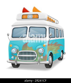 mini bus rétro pour les voyages et les loisirs illustration vectorielle isolée sur fond blanc Illustration de Vecteur