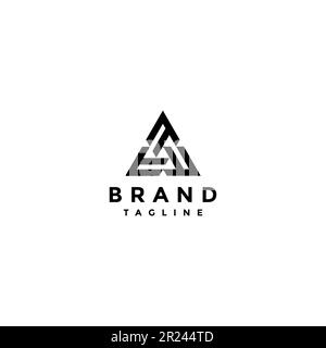 Logo minimaliste trois lettres t forment un triangle. Les triangles peuvent représenter les montagnes, les pyramides, le feu, etc. Symbole de force et d'équilibre. Illustration de Vecteur