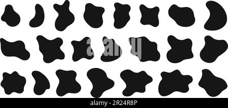 Ensemble de formes irrégulières, de blobs organiques, de taches d'encre liquide, de textures de bulles déformées isolées sur fond blanc. Des figures asymétriques tendance. Illustration des éléments graphiques vectoriels Illustration de Vecteur