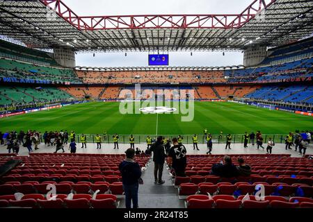 Milan, Italie. 16th mai 2023. Le Giuseppe Meazza/San Siro est prêt pour le match de l'UEFA Champions League entre l'Inter et l'AC Milan à Milan. (Crédit photo : Gonzales photo/Alamy Live News Banque D'Images