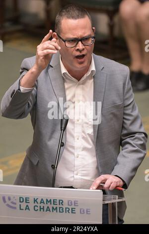 Bruxelles, Belgique. 17th mai 2023. Raoul Hedebouw DE PVDA/PTB photographié lors d'une séance plénière de la Chambre au Parlement fédéral à Bruxelles le mercredi 17 mai 2023. BELGA PHOTO LAURIE DIEFFEMBACQ crédit: Belga News Agency/Alay Live News Banque D'Images