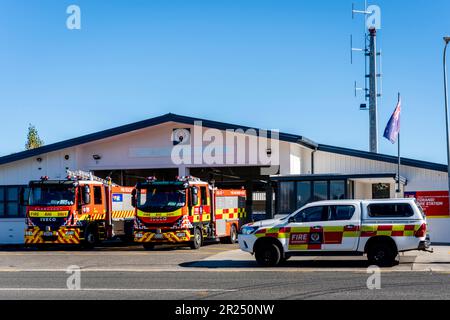 La caserne de pompiers de Turangi, région du lac Taupo, Nouvelle-Zélande. Banque D'Images